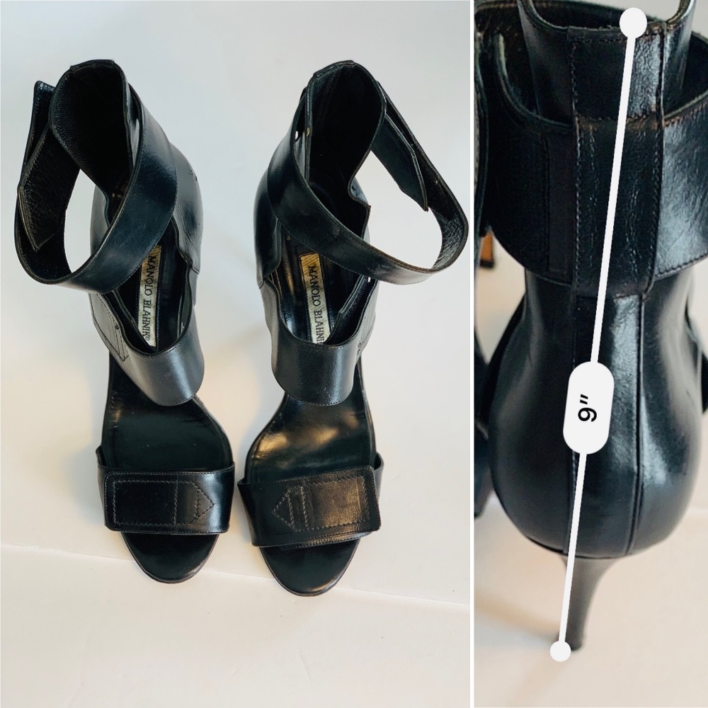 Manolo Blahnik Black Leather Heels